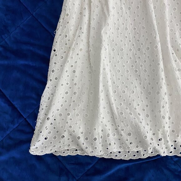 White Tied Neck Backless Eyelet Lace Midi Babydoll Dress - Picture 6 of 6